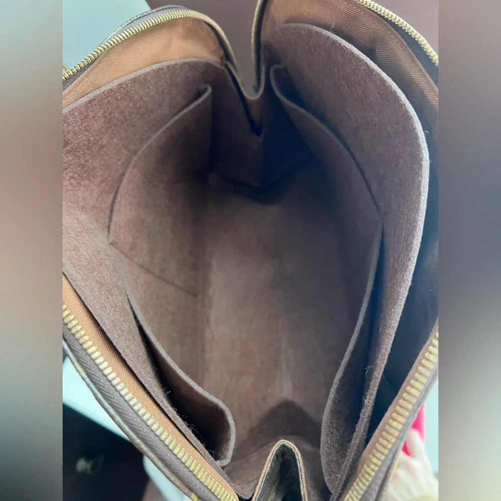 Louis Vuitton Brown Monogram Satchel with Tan Leather Trim